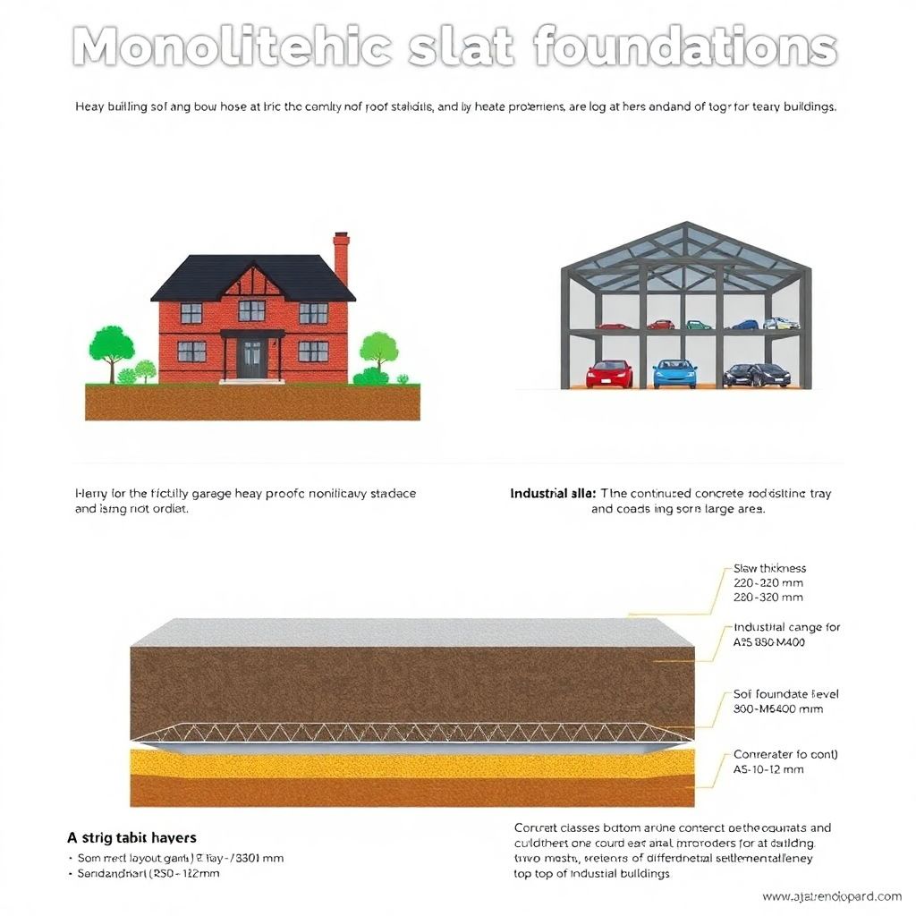 Монолитный плитный фундамент для тяжёлых конструкций: как выбрать основание
